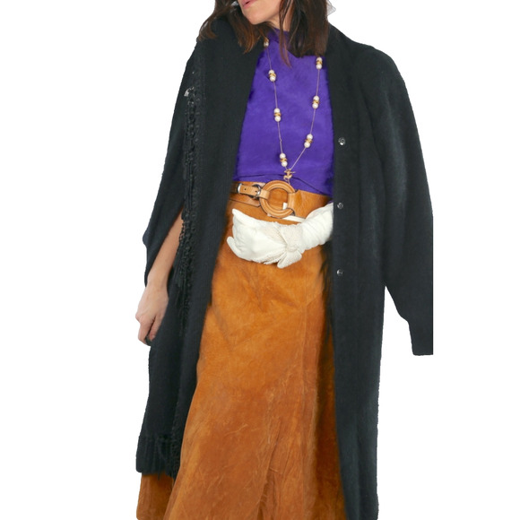 Ann Taylor Vintage Camel Beige Suede Pleated Skirt Leather 90s Classic Size 6 - Picture 2 of 11